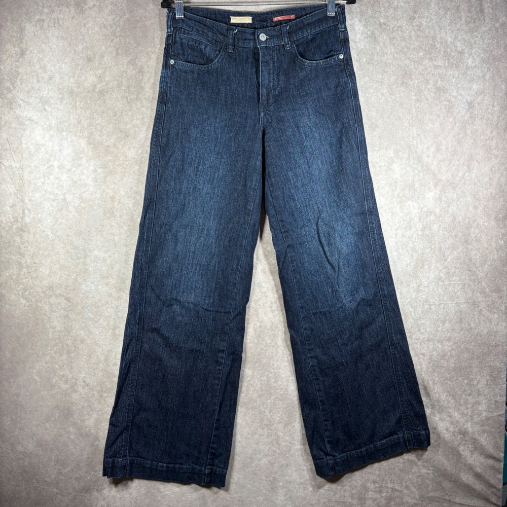 Pilcro Jeans Womens Size 27 Blue Wide Leg High Rise Denim Anthropologie Boho